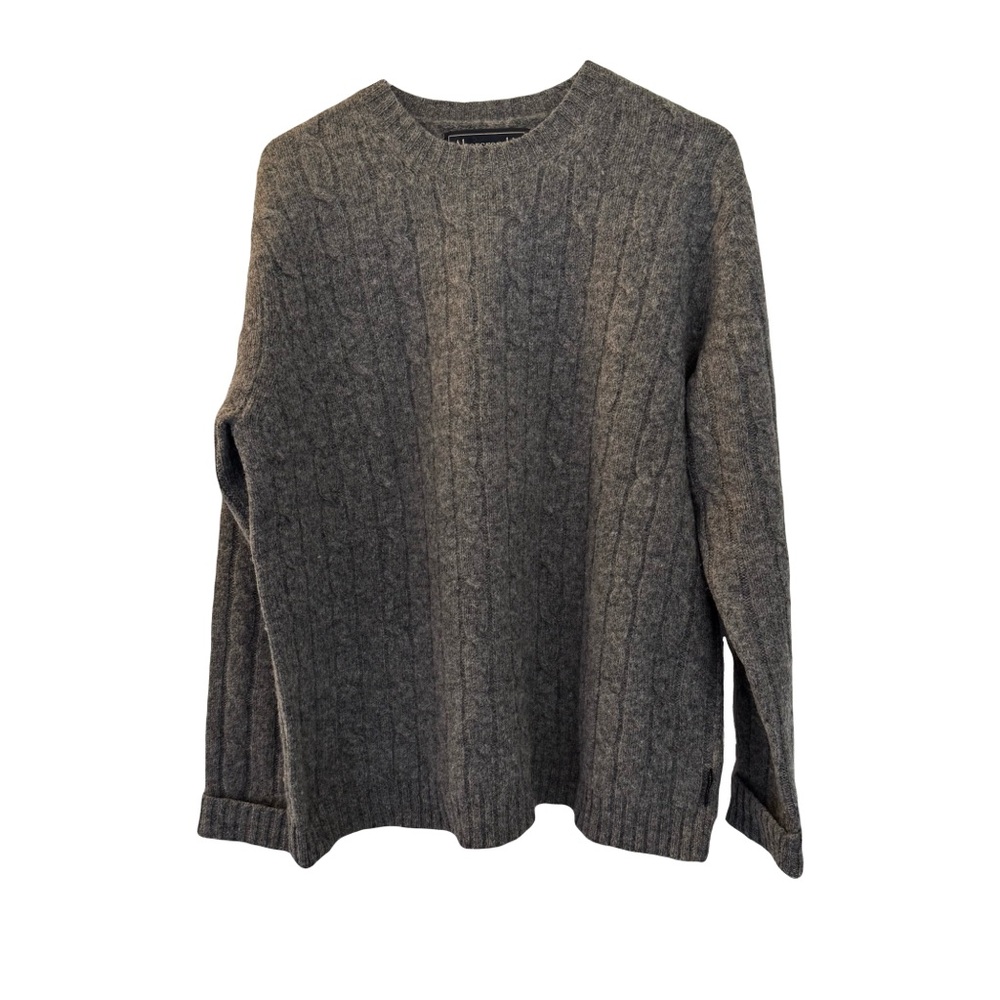 Men's Vintage Abercrombie & Fitch Wool Cableknit Sweater, Gray,‎ Size S (L)